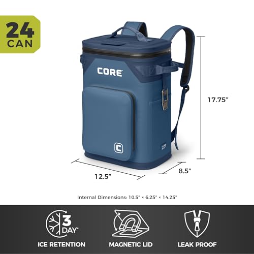 Magnetic Leak Proof 24 Can Soft Cooler with Waterproof Zipper (Navy / 24 Can)