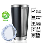 20oz Stainless Steel Tumbler Bulk with Lid (4 Count (Pack of 1) / Powder Black)