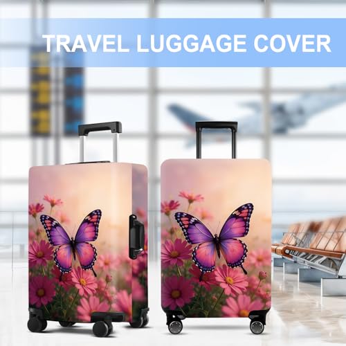 Pink Butterfly Luggage Cover Washable Suitcase Protector Anti (Pink butterfly / XL(32-34inch suitcase))