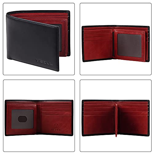 Mens Wallet with 2 ID Windows (Black and Burgundy)