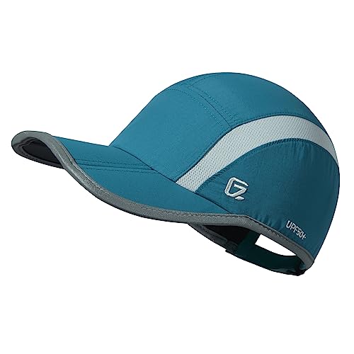 Baseball Cap Nylon Running Cap Outdoor Sports Hat for Men Women Adjustable Quick Drying Reflective Foldable UPF50+ Breath Mesh Water Repellency Race Performance Lightweight Peacock Blue (6 7/8-7 1/2 / Peacock Blue)