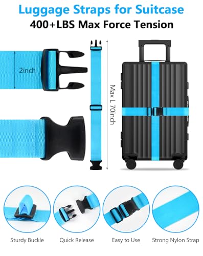 3Pcs Luggage Straps Set (Blue)