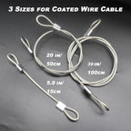 1/8"(3mm) Wire Diam Stainless Steel Cable Eyelets Loops Short Rope Lanyard Safety Tether Chain Lock with Vinyl Coated Cover, 10Pcs 20" Long Clear (20 inches - 10 Pcs / Clear-A)