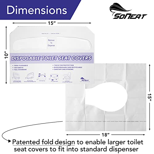 Disposable Toilet Seat Covers XL Half Fold Flushable (4 Packs of 200 Sheets / White)