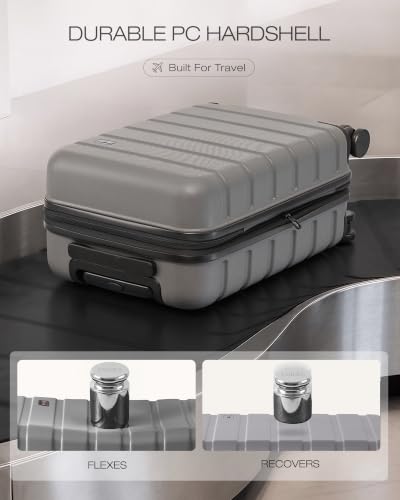 Luggage Set 3 Piece Lightweight Durable Hardshell (Platinum)