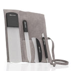 4pc Black Glass Nail & Pedicure File Set (4-Pc: Glass File, Moon File, Cuticle Stick / Beige Suede Roll)