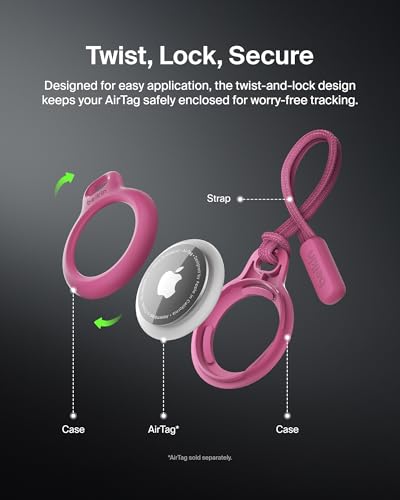 Apple Airtag Secure Holder With Strap (Pink / Single / Strap)