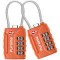 2 TSA Approved Luggage Locks 4 Digit Code Cable Lock Robust Orange (Basic Robust Orange)