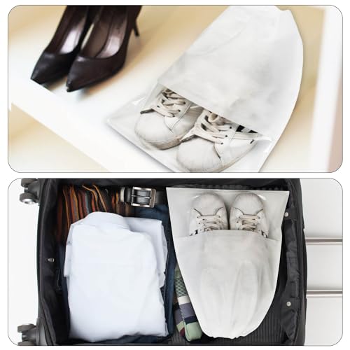 8PCS Travel Shoe Bags with Rope for Men and Women Large Shoes Pouch Organizers (White)
