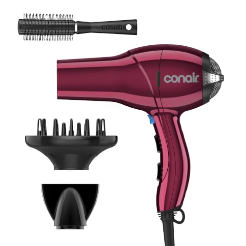 Hair Dryer with Diffuser (Burgundy / 1 Count (Pack of 1))