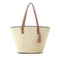 Large Beach Tote Bag with Zipper Straw Handbags for Women Summer Woven Shoulder Bag for Holiday Shopping Travel (Beige)