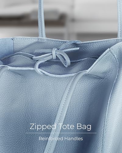 Genuine Italian Leather Tote Bag for Women (Denim)