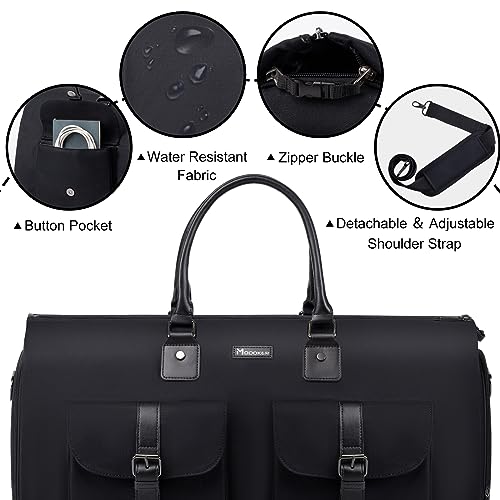 2-in-1 Canvas Garment Duffle Travel Bag with Shoulder Strap,Black (Black)