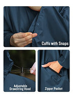 Unisex Rain Poncho Hooded Waterproof Raincoat for Adults Women (Deep Blue)