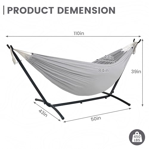 Lazy Daze Portable Hammock with Stand (Black Frame- Light Gray)
