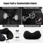 Inflatable Travel Neck Pillow for Airplanes (Black)