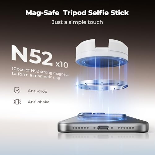 63'' Magnetic Selfie Stick Tripod (White)