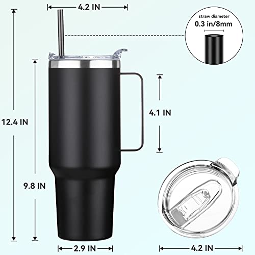 40 oz Stainless Steel Tumbler with Handle (Black / 40 Ounces)