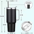 40 oz Stainless Steel Tumbler with Handle (Black / 40 Ounces)