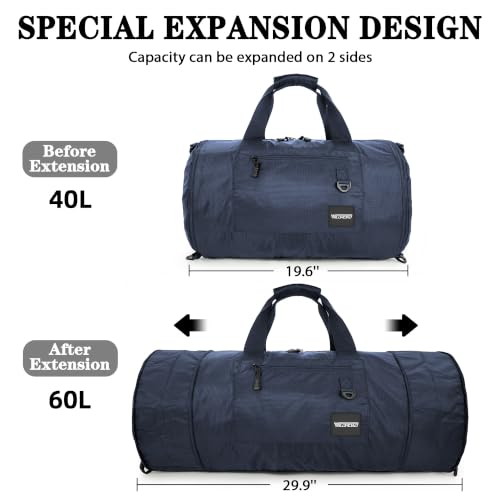 Gym Bags for Men & Expandable Canvas Duffle Bag (Blue 02 / Large-50L Duffle Bag)