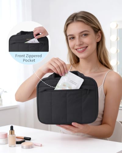 Hanging Travel Toiletry Bag for Women (Z-Black / Medium)
