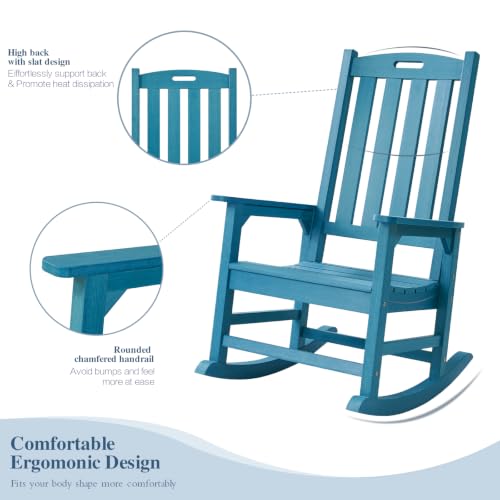 Outdoor Rocking Chairs Set of 2 (Blue / 2 pack)