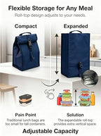 Insulated Foldable Lunch Bag (Navy Blue(Soft Fabric))