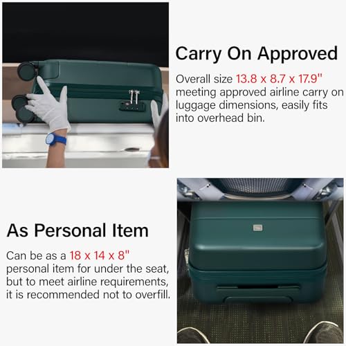 Underseat Carry On Luggage with Wheels (Blackish Green / 16 Inch)