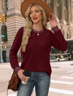 Womens Tops Winter Clothing Fall Tunics for Women Long Sleeve Sweaters for Women Fall Clothes Comfiest Airport Outfits Business Casual Travel Cozy Fall Fashion Plus Size Christmas Shirts Maternity (Large / 08-red)