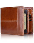 Wallet for Men RFID Blocking Genuine Leather Bifold Wallets (redbrown)