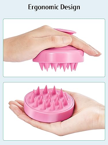 2 Pack Scalp Massager Hair Growth Scrubber for Dandruff Removal (01- Pink & Green)