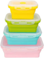 Set of 4, Collapsible Silicone Food Storage Container, Leftover Meal Box - Image 6