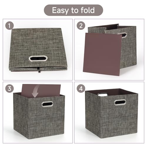 Storage Basket Bins (13×13×13/4pcs / Brown)