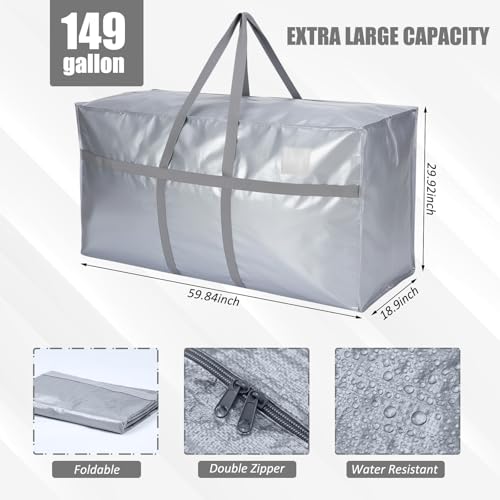 4 Pcs 149 Gallon Extra Large Moving Bags Heavy Duty Storage Bag (149 Gallon / Silver)