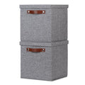 Foldable Fabric Storage Bins with Lids (10.5×10.5×10.5 / A-Gray)