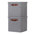 Foldable Fabric Storage Bins with Lids (10.5×10.5×10.5 / A-Gray)