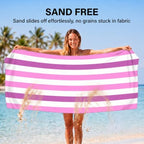 2 Pack Microfiber Beach Towels Oversized 71x32 Blue Pink Striped (2 Pack Blue Pink Multi / X-Large (32x71 inches))