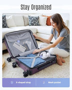 Luggage Sets 3 Pcs Suitcase with Wheels (Purple / 3-Piece Set-20 Inch/24 Inch/28 Inch)