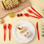 360 Pieces Red Plastic Cutlery Set (Red)
