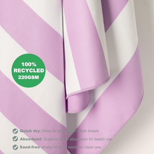 Microfiber Beach Towel Sand (D-lombok Lilac / Extra Large(67x35"))