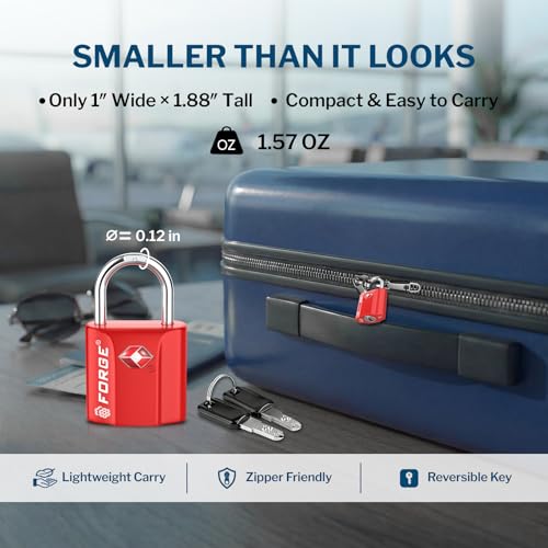 1''x1'' TSA Approved Luggage Locks (Red 2 Pack)