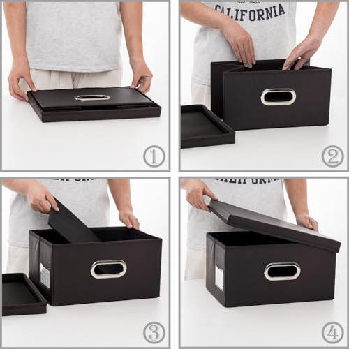 Collapsible Storage Box with Lid [3 (Black / Small(3-Pack))