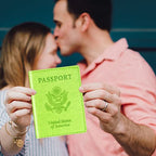 Green & Orange Passport Holder for Travel (A-green & orange / Minimalist)