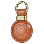 1|2|4 Pack Leather Holder Keychain for AirTag, Protective Case Cover with Secure Snap Button and Stainless Steel Ring, Compact Tracker Accessory for Keys Bags Luggage Backpack, Vintage Color (B1-Vintage Color)