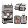 Travel Portable Hanging Shelves Closet Organizer Packing Luggage Storage with Multifunctional and Foldable Invisible Compartment (Light Grey / X-Large)