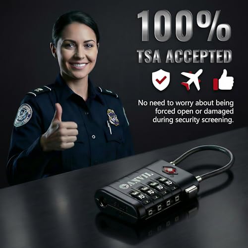 TSA Approved Luggage Locks with Search Alert Indicator (Black)