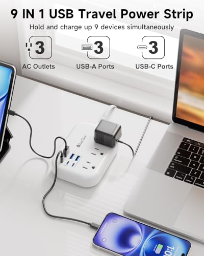 6 USB 3 USB C (White-6 USB 24W-5ft)