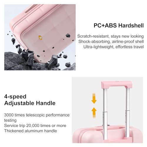 24 Inch Expandable Checked Luggage Hard Shell Suitcase (24 inch / Pink)