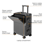 Carry on suitcase Zipperless Luggage (Dark Gray / 24 inch)