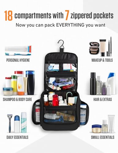 Hanging Travel Toiletry Bag (Black)